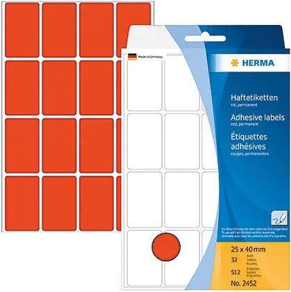HERMA Etiketten 25×40mm 2452 rot 512 Stück Idealshop