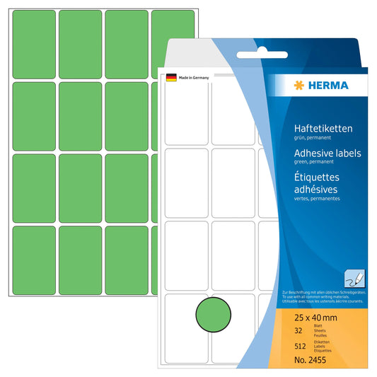 HERMA Etiketten 25×40mm 2455 grün 512 Stück Idealshop