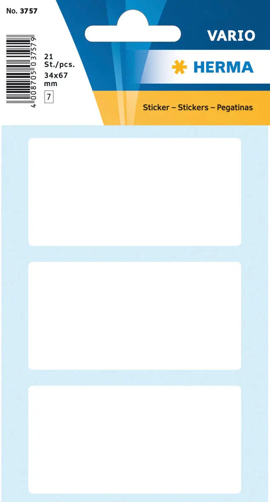 HERMA Etiketten 34x67mm 3757 weiss 21 Stück Idealshop