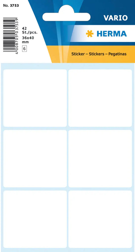 HERMA Etiketten 36×40mm 3753 weiss 42 Stück Idealshop