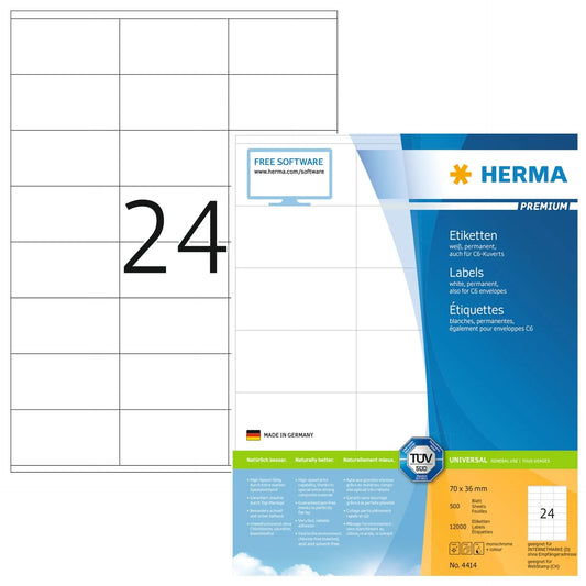 HERMA Etiketten 4414 4414 70x36mm 12'000Stk. 500 Blatt Idealshop