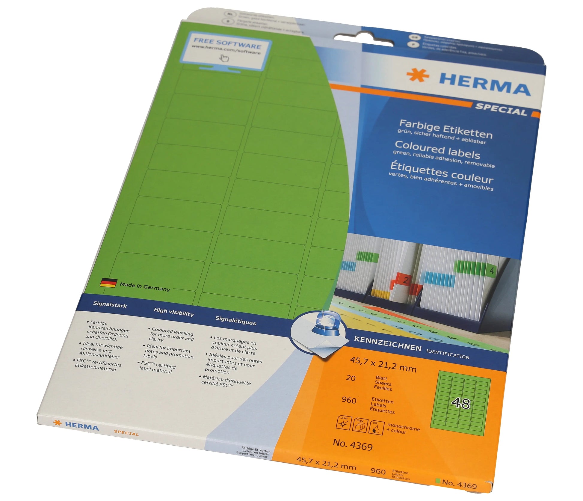 HERMA Etiketten 45.7x 21.2mm 4369 grün 960 Stück, 20 Blatt Idealshop