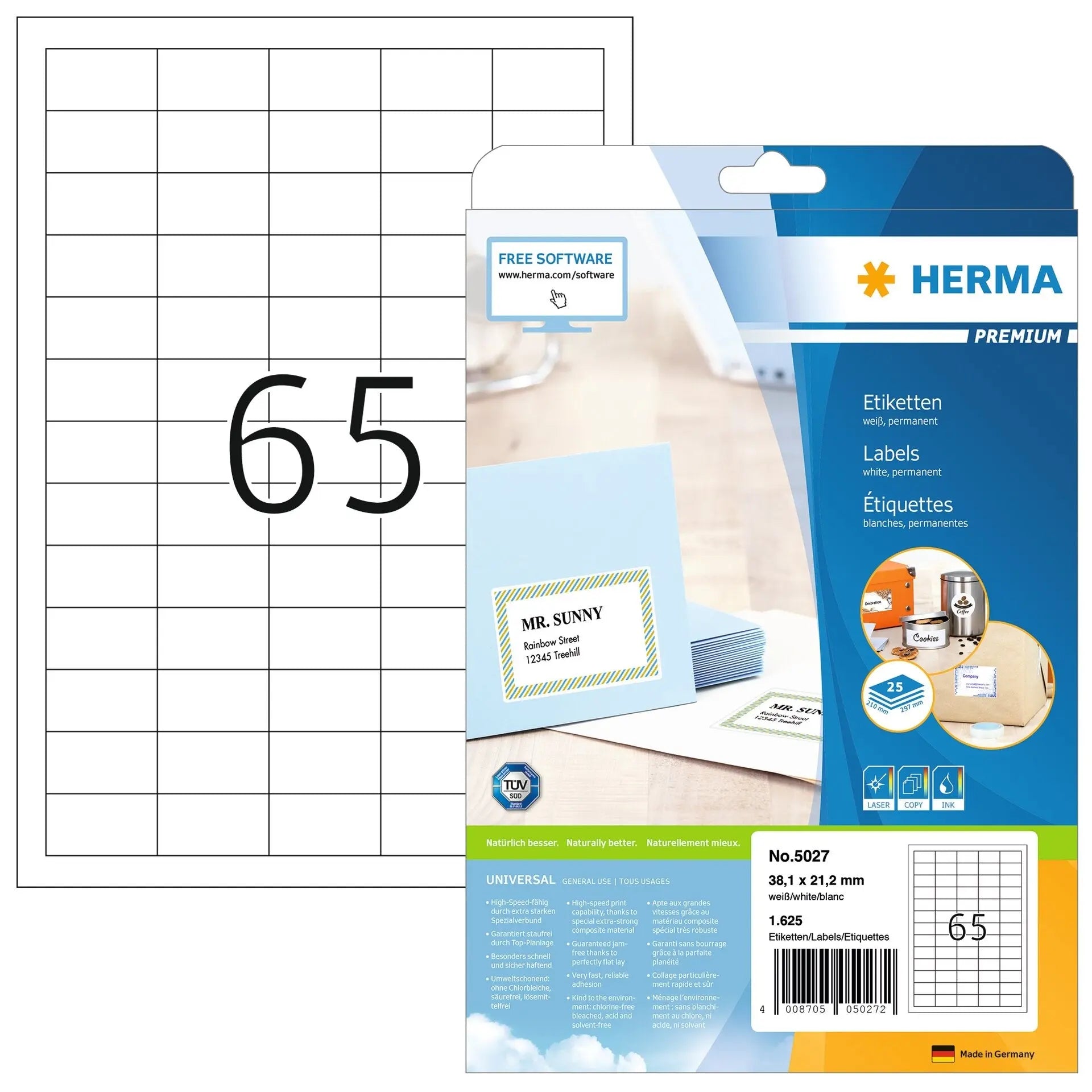 HERMA Etiketten 5027 5027 38.1x21.2mm 1625Stk. 25 Blatt Idealshop