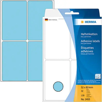 HERMA Etiketten 52×82mm 2493 blau 128 Stück Idealshop