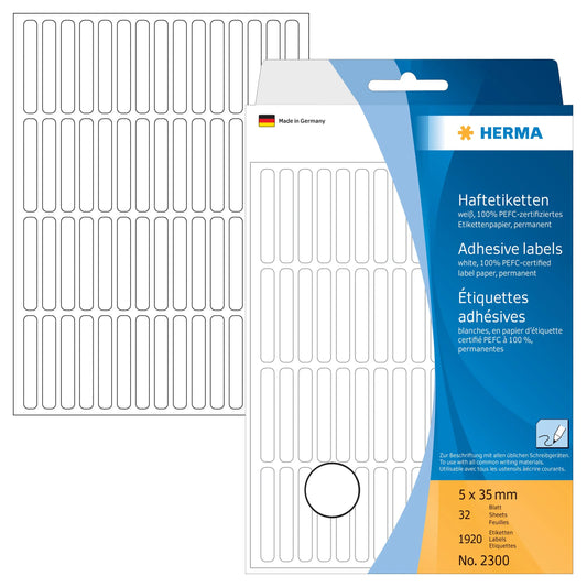 HERMA Etiketten 5×35mm 2300 weiss 1920 Stück Idealshop