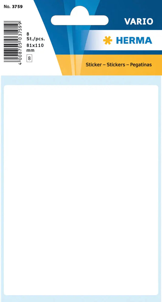 HERMA Etiketten 81×110mm 3759 weiss 8 Stück Idealshop