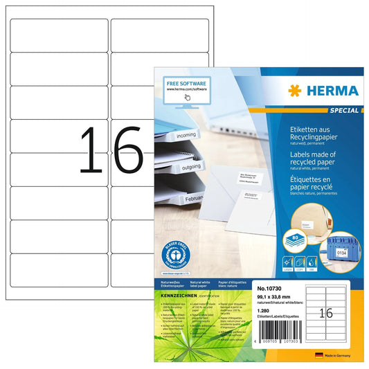 HERMA Etiketten 99.1x33.8mm 10730 recycling 1280 Stück Idealshop