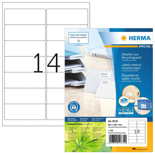 HERMA Etiketten 99.1x38.1mm 10731 recycling 1120 Stück Idealshop