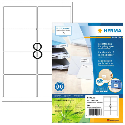 HERMA Etiketten 99.1x67.7mm 10732 recycling 640 Stück Idealshop