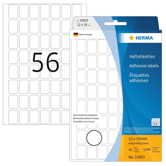 HERMA Etiketten Ablösbar 12×18mm 10603 weiss, non perm. 1792 Stück Idealshop