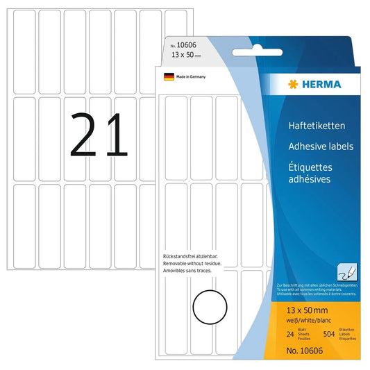 HERMA Etiketten Ablösbar 13×50mm 10606 weiss, non perm. 672 Stück Idealshop
