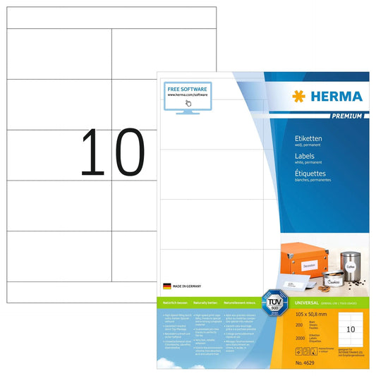 HERMA Etiketten Premium 105x50,8mm 4629 weiss 2000 Stück Idealshop