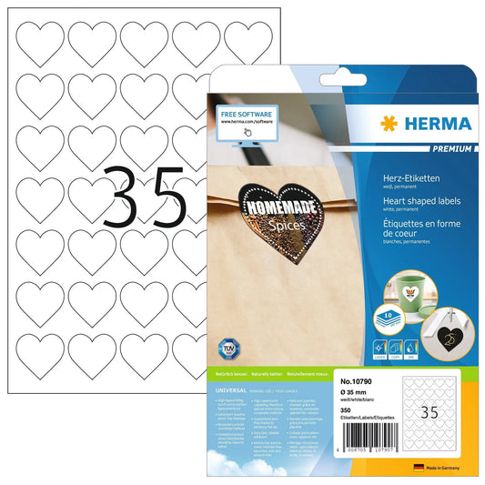 HERMA Etiketten Premium 35mm 10790 herz, weiss 350 Stück Idealshop