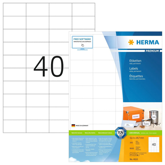 HERMA Etiketten Premium 52,5×29,7mm 4610 weiss 8000 Stück Idealshop