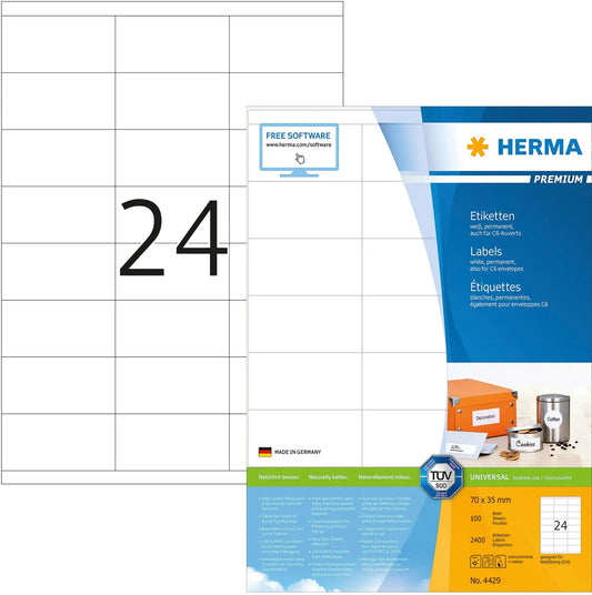 HERMA Etiketten Premium 70×35mm 4429 weiss 2400 Stück Idealshop