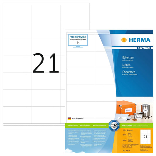 HERMA Etiketten Premium 70x41mm 4634 weiss 4200 Stück Idealshop