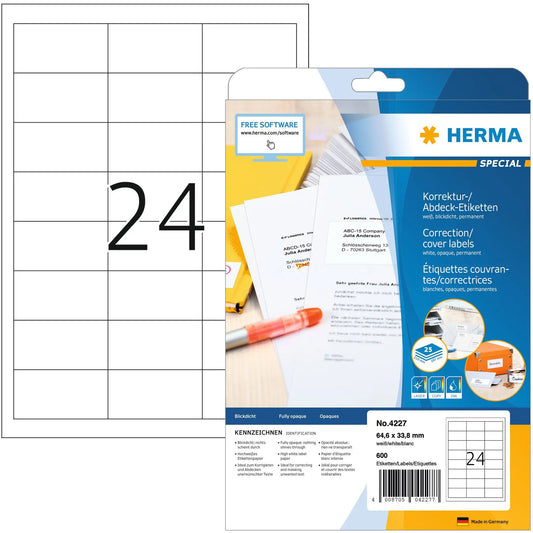 HERMA Etiketten SPECIAL 64.6x33.8mm 4227 weiss,perm. 600 St./25 Bl. Idealshop