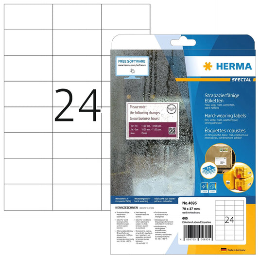 HERMA Etiketten SPECIAL 70x37mm 4695 weiss,ex.perm. 600 St./25 Bl. Idealshop
