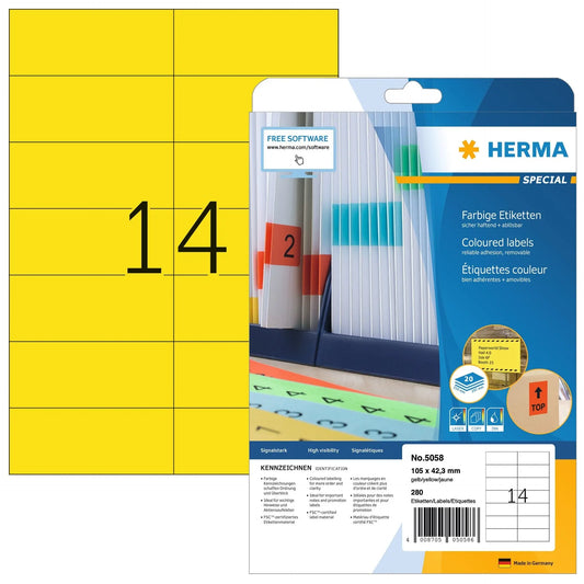 HERMA Etiketten Special 105×42,3mm 5058 gelb 280 Stück Idealshop