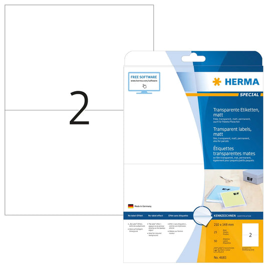 HERMA Etiketten Special 210×148mm 4683 transparent 50 Stück Idealshop