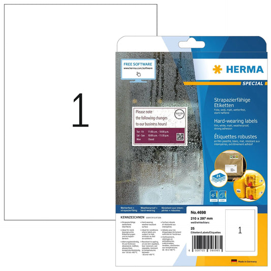 HERMA Etiketten Special A4 4698 weiss 25 Stück Idealshop