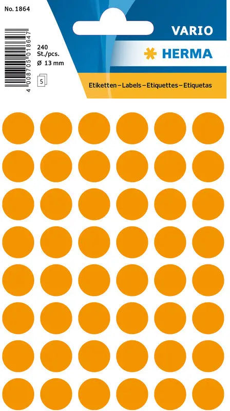 HERMA Etiketten rund 13mm 1864 leuchtorange 240 Stück Idealshop