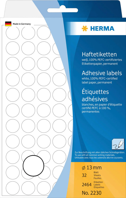 HERMA Etiketten rund 13mm 2230 weiss 2464 Stück Idealshop