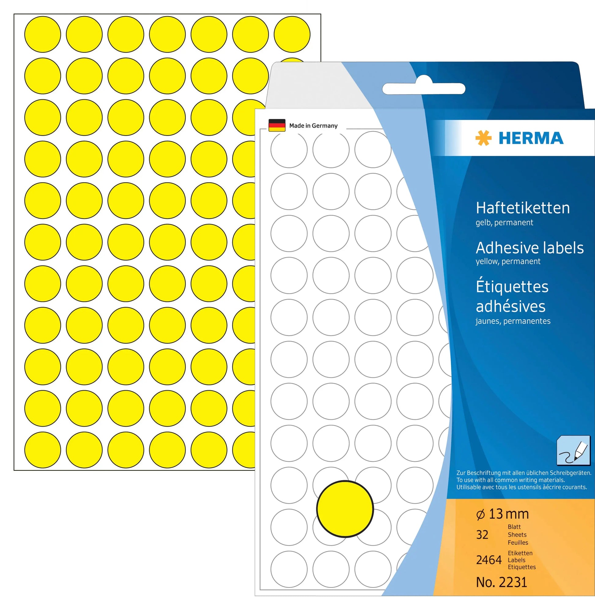 HERMA Etiketten rund 13mm 2231 gelb 2464 Stück Idealshop