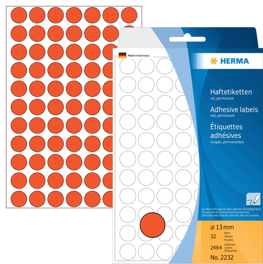 HERMA Etiketten rund 13mm 2232 rot 2464 Stück Idealshop