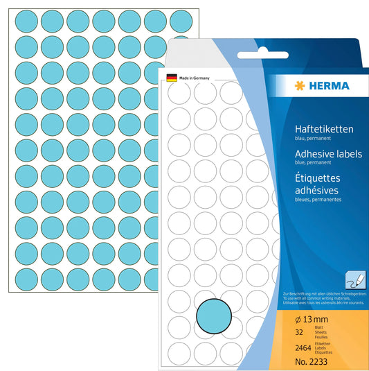 HERMA Etiketten rund 13mm 2233 blau 2464 Stück Idealshop