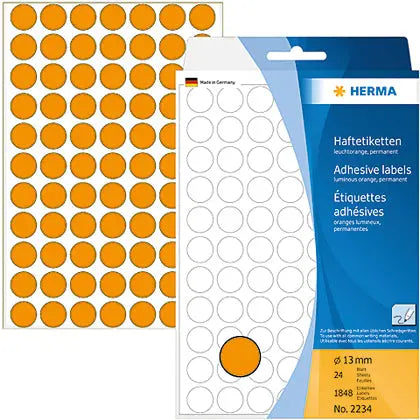 HERMA Etiketten rund 13mm 2234 orange 1848 Stück Idealshop