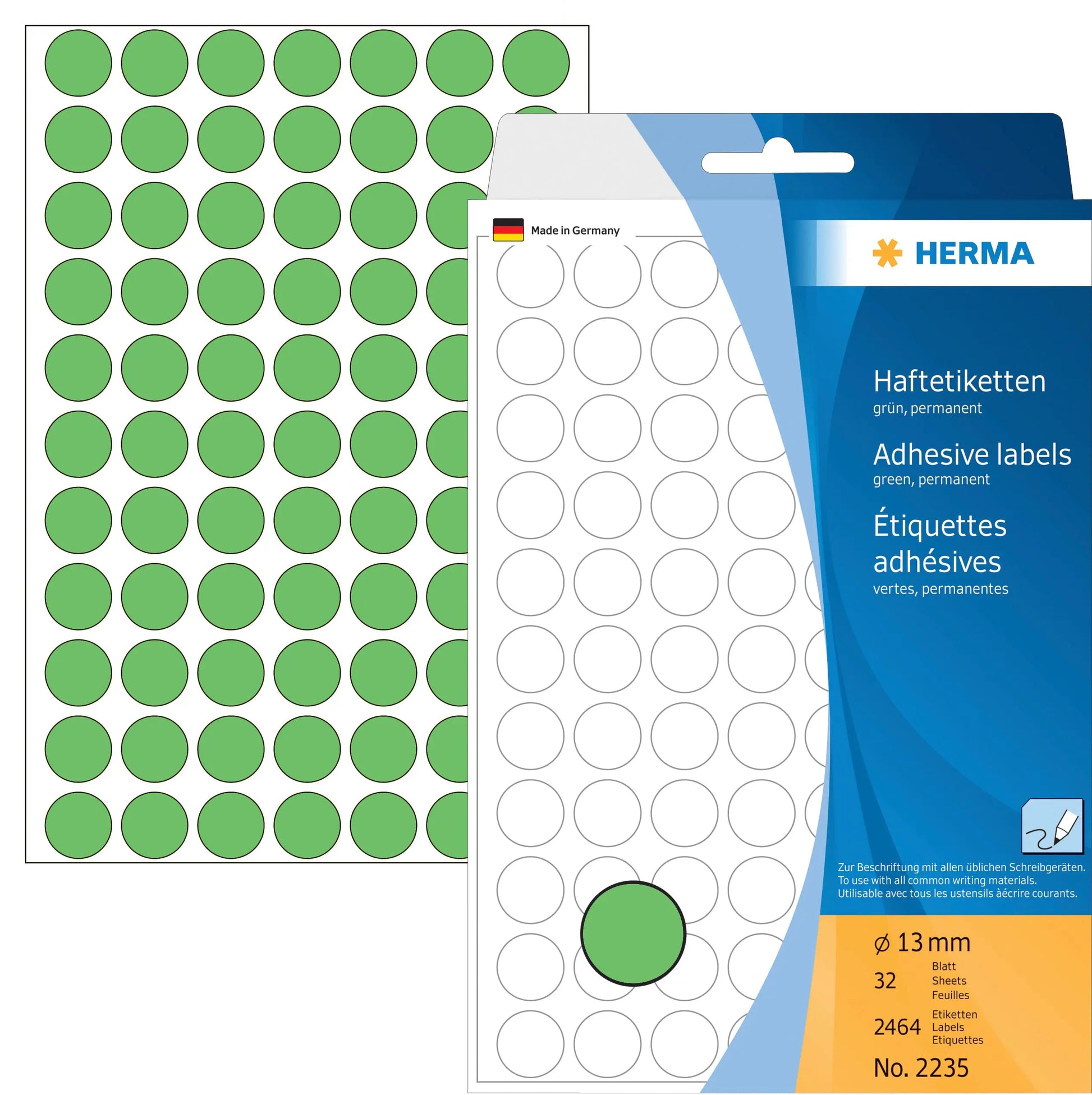 HERMA Etiketten rund 13mm 2235 grün 2464 Stück Idealshop
