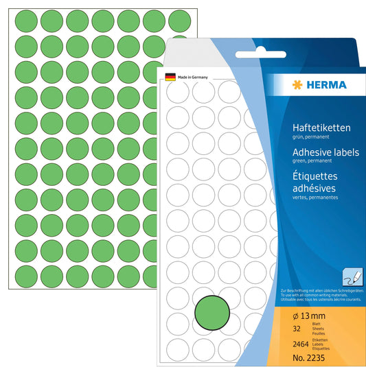 HERMA Etiketten rund 13mm 2235 grün 2464 Stück Idealshop