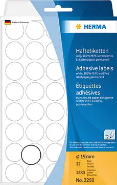 HERMA Etiketten rund 19mm 2250 weiss 1280 Stück Idealshop