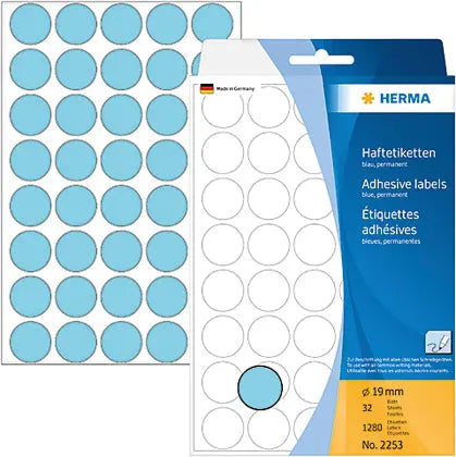 HERMA Etiketten rund 19mm 2253 blau 1280 Stück Idealshop