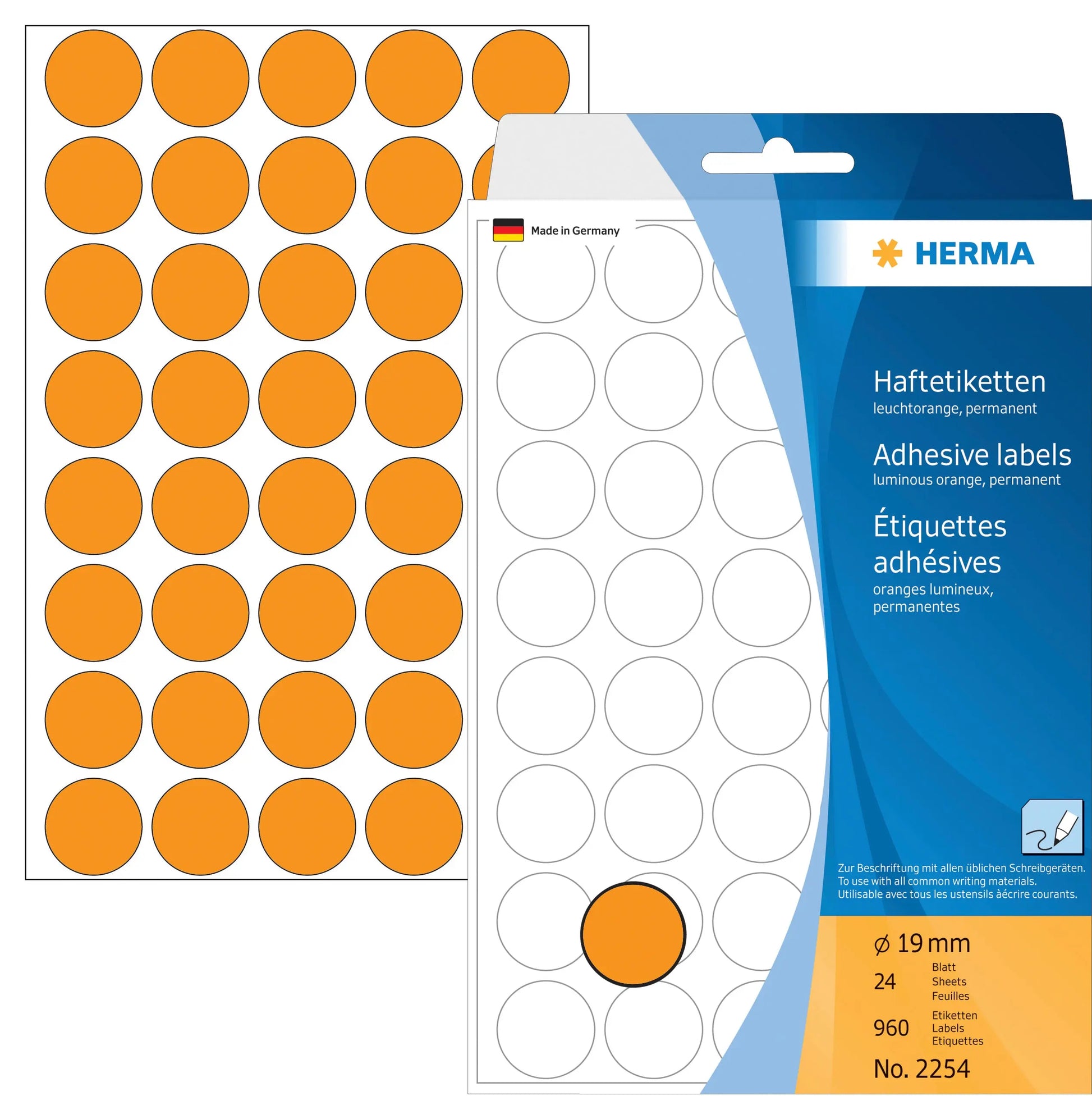 HERMA Etiketten rund 19mm 2254 orange 960 Stück Idealshop