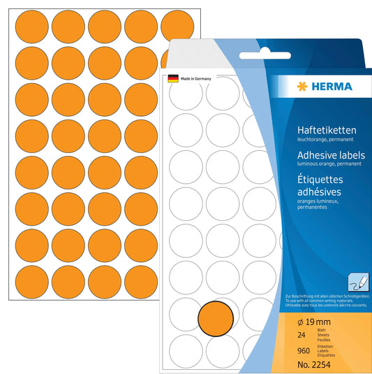 HERMA Etiketten rund 19mm 2254 orange 960 Stück Idealshop