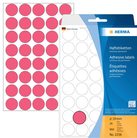 HERMA Etiketten rund 19mm 2256 rot 960 Stück Idealshop