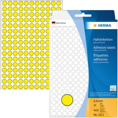 HERMA Etiketten rund 8mm 2211 gelb 5632 Stück Idealshop