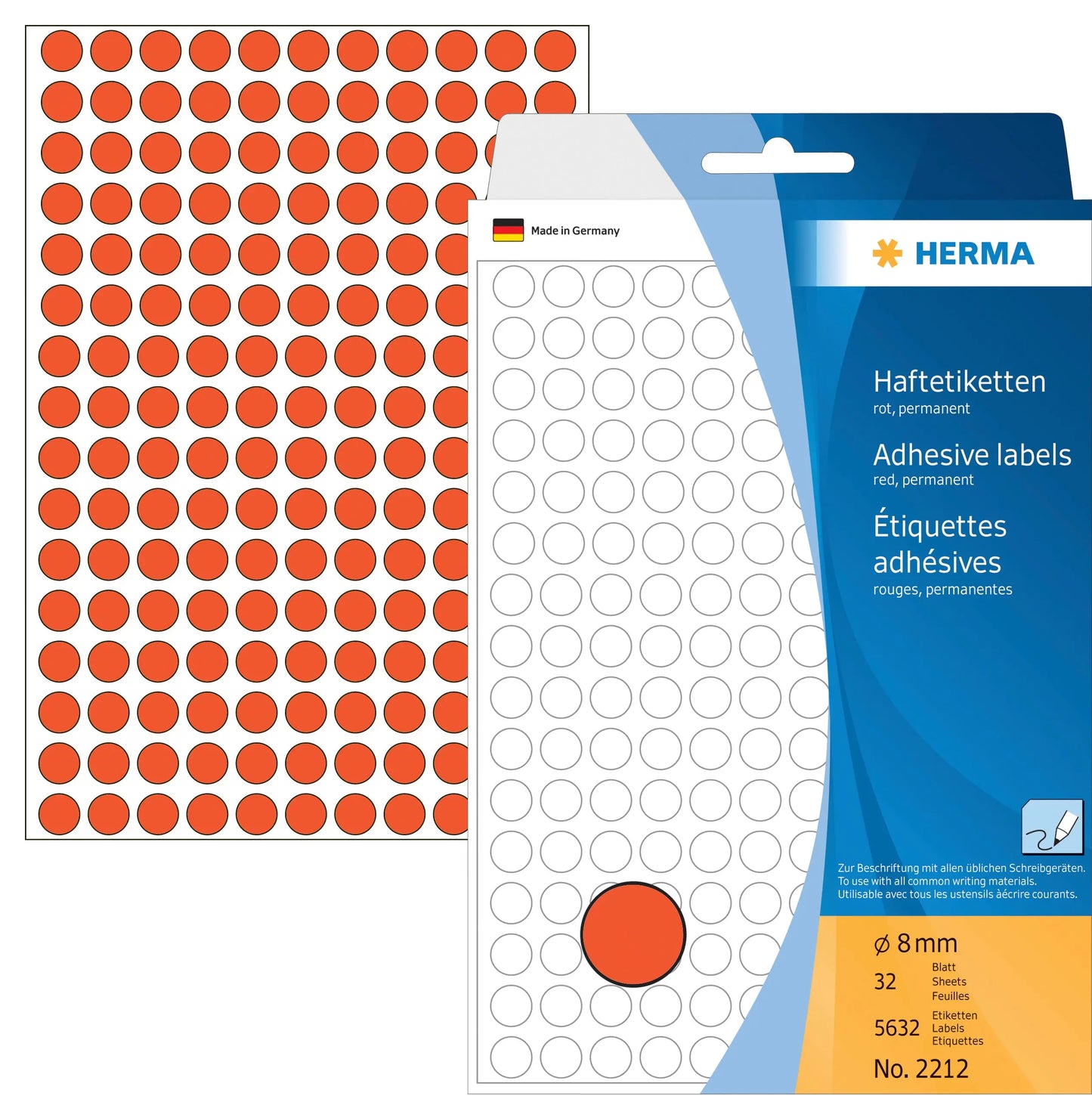 HERMA Etiketten rund 8mm 2212 rot 5632 Stück Idealshop