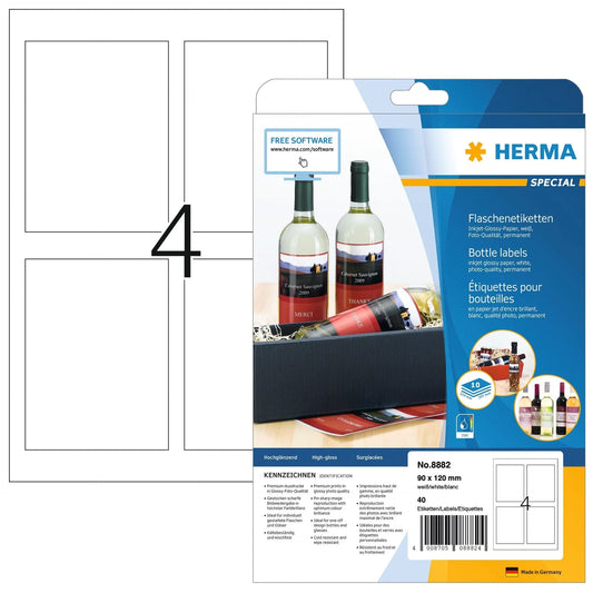 HERMA Flaschenetik. 8882 8882 90x120mm 40Stk. 10 Blatt Idealshop