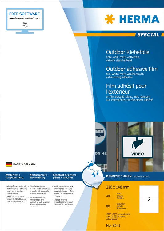 HERMA Folienetiketten 210x148mm 9541 weiss,PP matt 80 Stk./40 Bl. Idealshop
