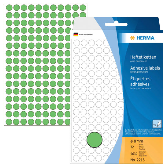 HERMA Haftetiketten rund 8mm 2215 grün 5632 Stück Idealshop