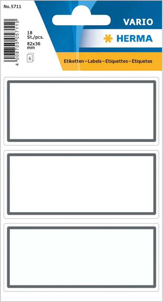 HERMA Heftschilder 36×82mm 5711 Rand grau, liniert 18 Stück Idealshop