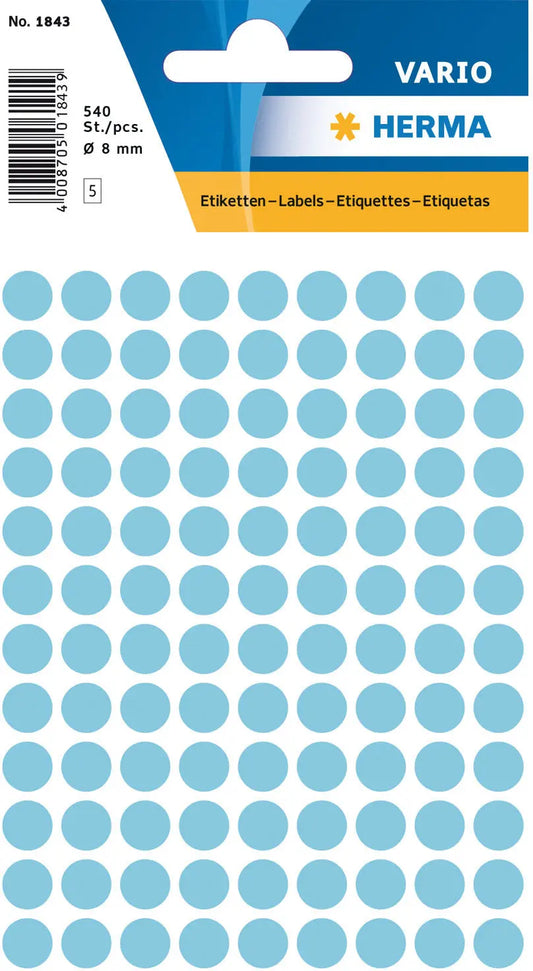 HERMA Markierungspunkte 8mm 1843 blau 540 Stück Idealshop