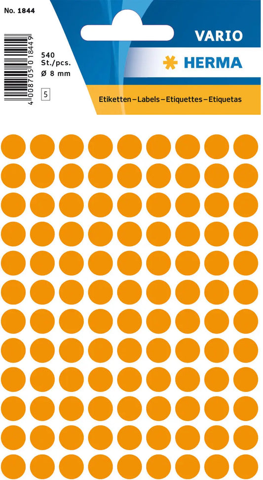HERMA Markierungspunkte 8mm 1844 leuchtorange 540 Stück Idealshop