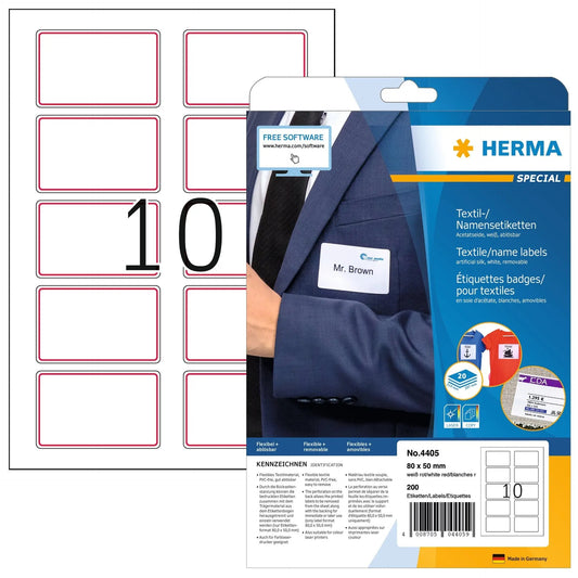 HERMA Namensetiketten 80x50mm 4405 weiss 200 Stk./20 Bl. Idealshop