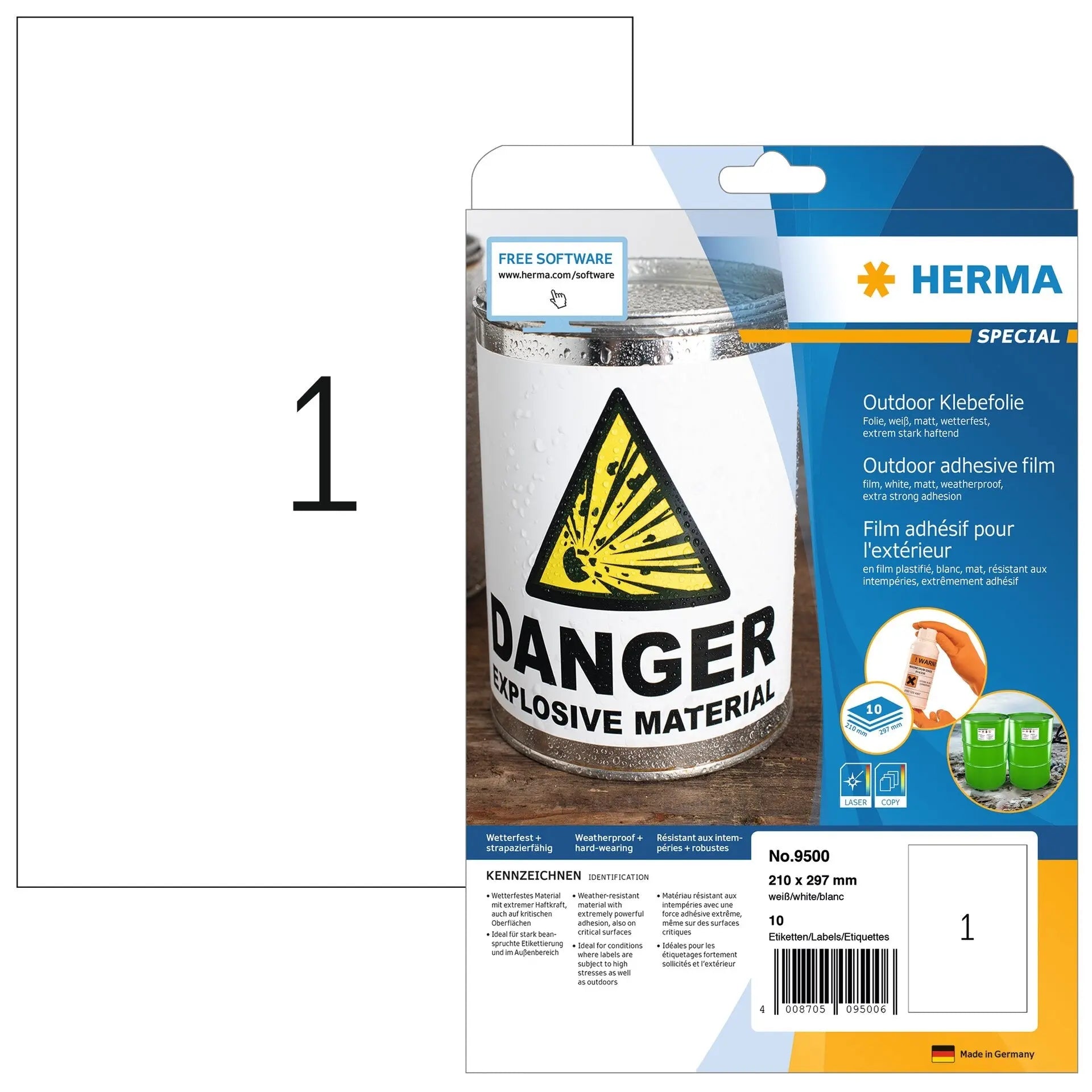 HERMA Outdoor Etikett.PP 210x297mm 9500 weiss 10 St./10 Blatt Idealshop