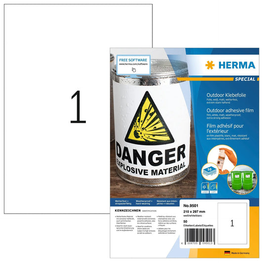 HERMA Outdoor Etiketten A4 9501 weiss 50 Stück Idealshop