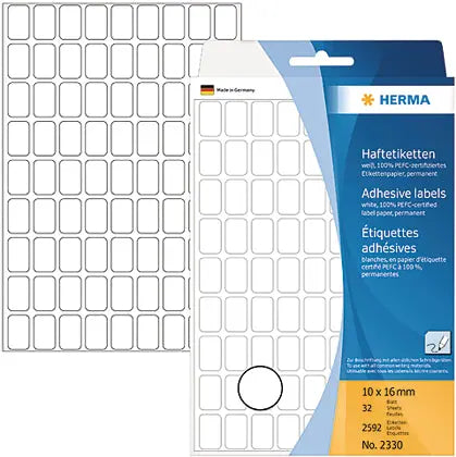 HERMA Universal-Etiketten 10x16mm 2330 weiss 2592 Stück/32 Blatt Idealshop